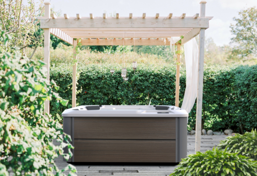 Sweden, Table under gazebo in garden